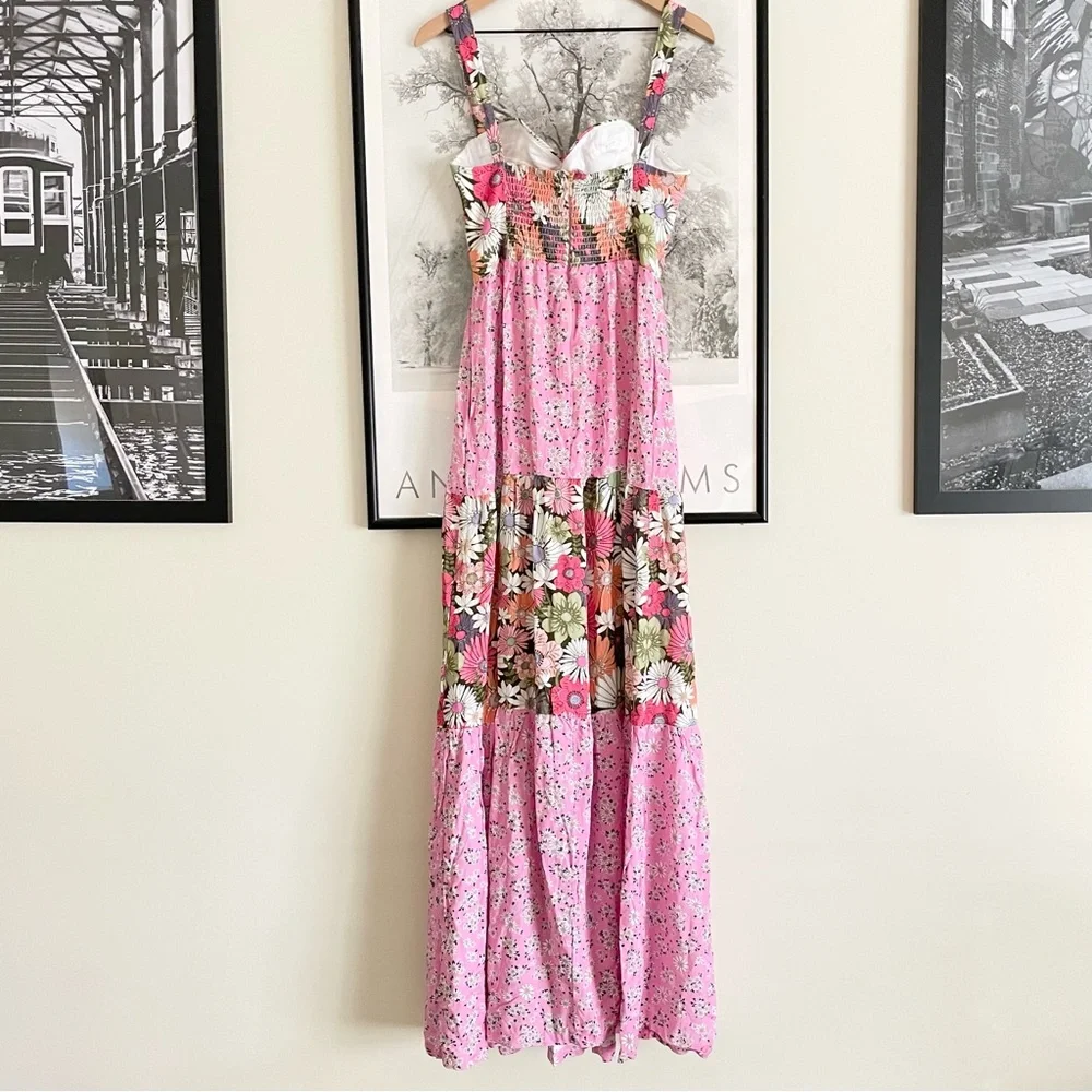 Agua Bendita Alani Java Maxi Dress Pink Bloom Large Underwire NWT - Picture 11 of 16
